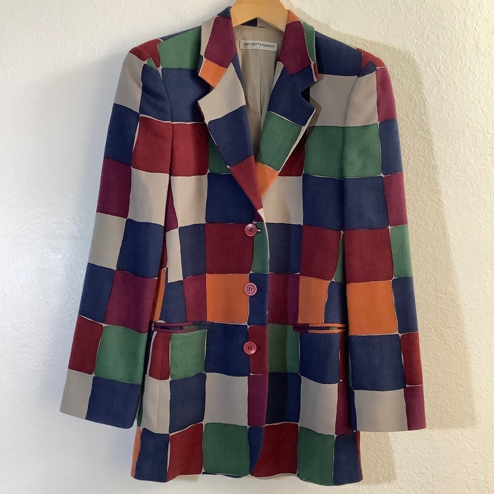 Emporio Armani Blue, Green, Grey, Orange & Red Coat Size 42